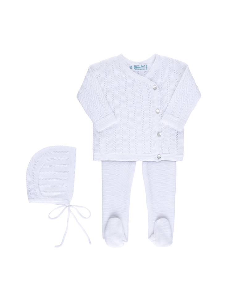 Feltman Brothers Unisex Pointelle Wrap Set With Hat - Baby In White