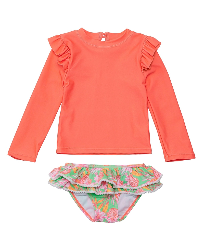 Snapper Rock Girls' Coastal Shells Sustainable Ruffle Set - Baby In Multicolor