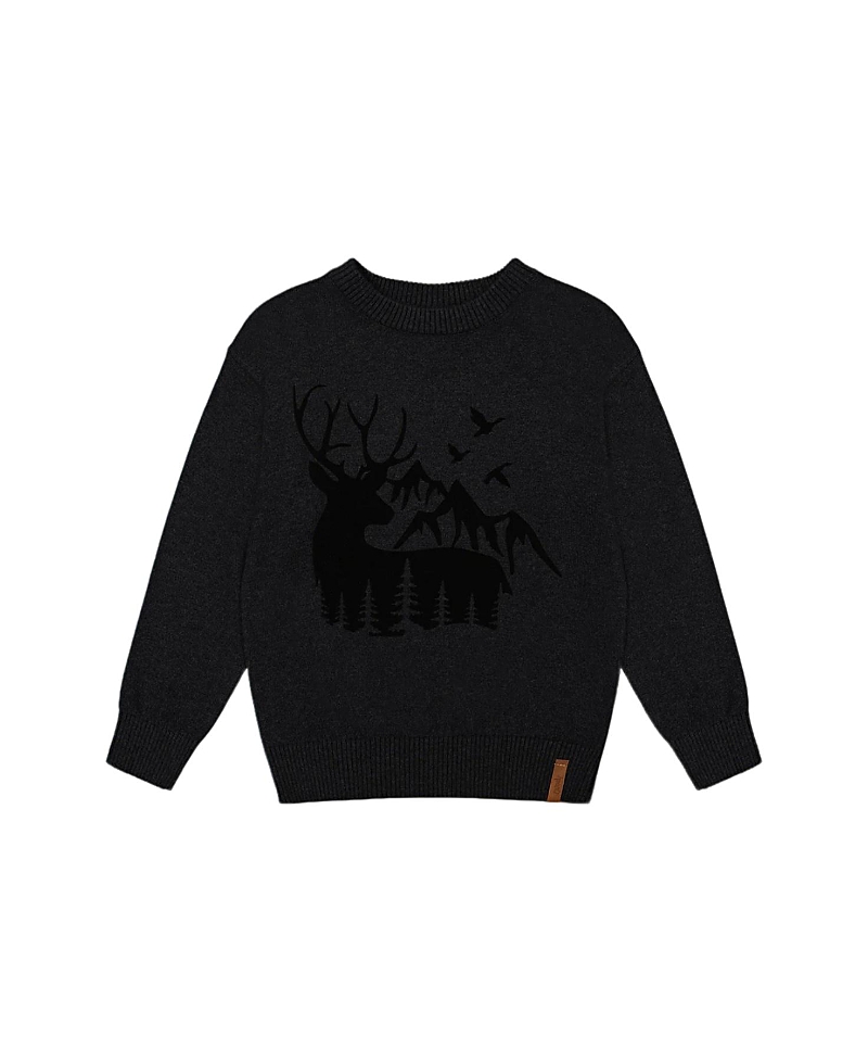 Deux par Deux Boys' Sweater with Deer Flocking - Little Kid