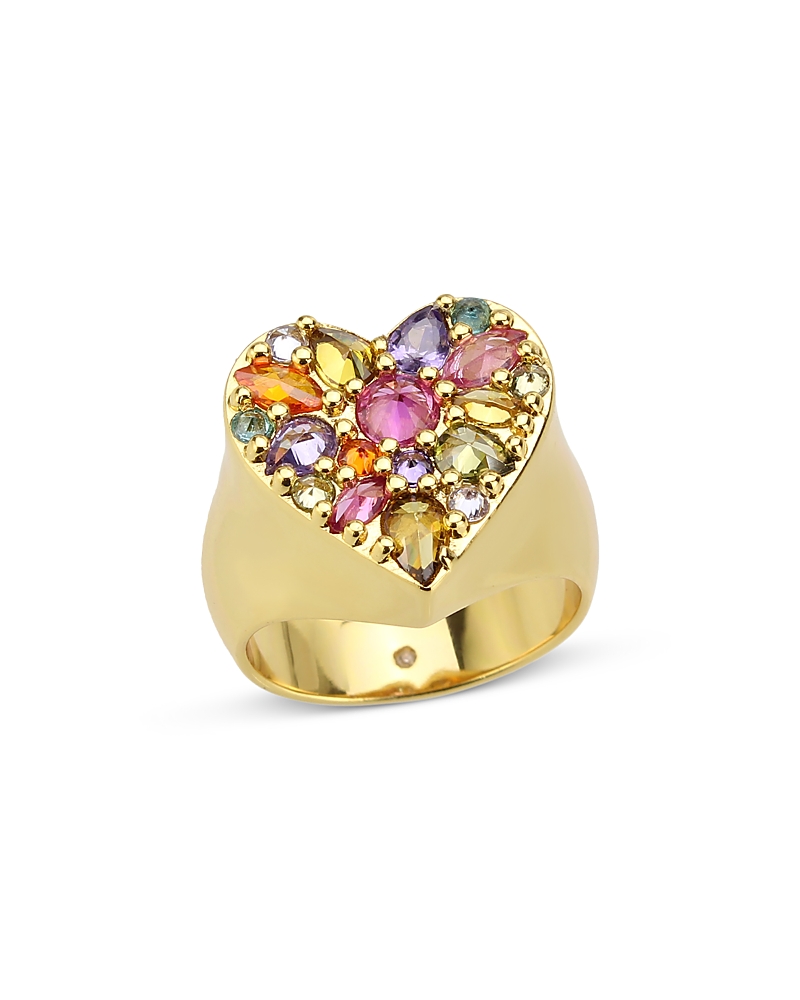 Shop Aqua Gems Feista Stone Cluster Heart Ring - Exclusive In Multi/gold