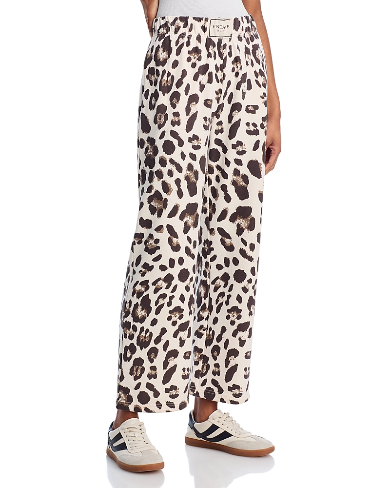 Vintage Havana Faux Suede Terry Pants In Leopard
