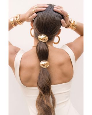 Liquid Lux Oval Hair Barrette in Gold Tone