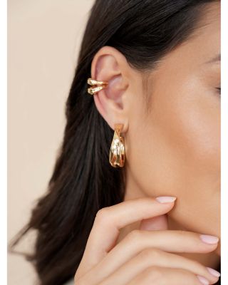 Liquid Lux 18K Yellow Gold Plated Hoop Earrings, 1.2" diameter