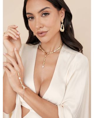 Molten 18K Yellow Gold Plated Drop Earrings, 1.9"L