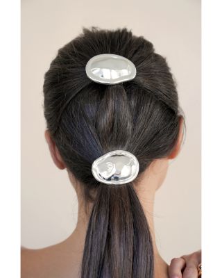 Liquid Lux Oval Hair Tie in Silver Tone