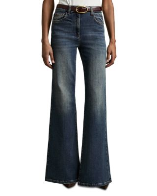 REISS - Petite Bonnie Flare Jeans in Mid Blue