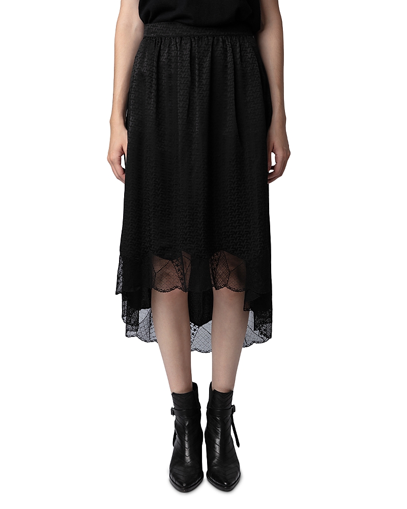 Zadig & Voltaire Joslin Silk Skirt In Noir