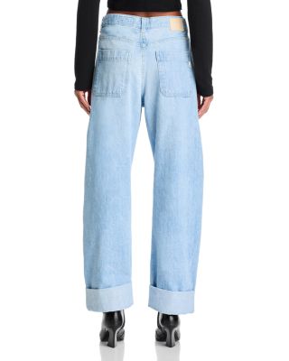 High Rise Cuffed Barrel Leg Jeans in Sunset Blues