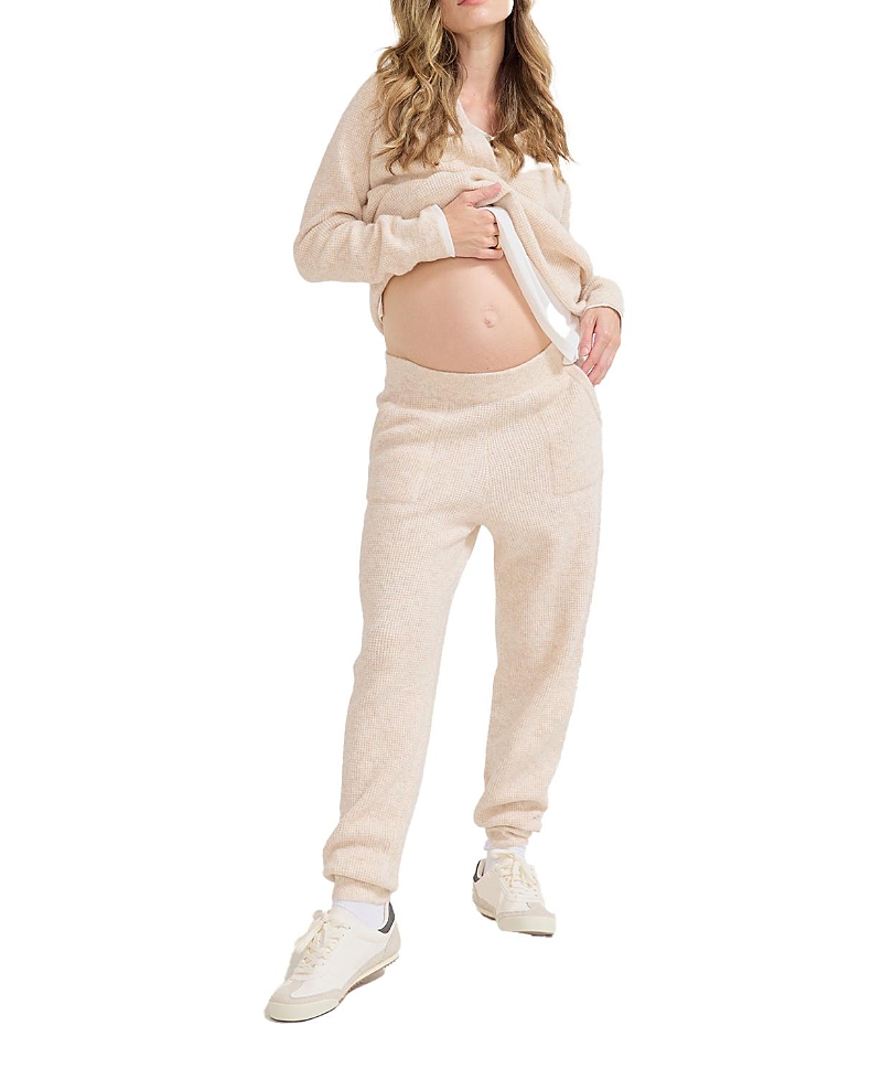 Hatch Collection The Cozy Waffle Maternity Jogger In Oatmeal Melange