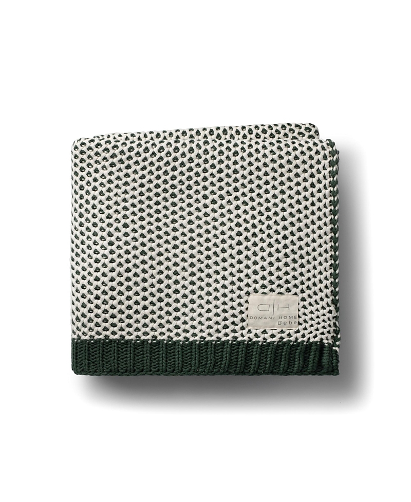 Domani Home Honeycomb Baby Blanket In Green With Cream Dots