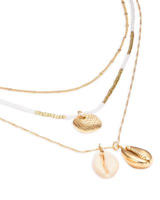 AQUA - Shell Layered Pendant Necklace in Gold Tone, 14" - Exclusive