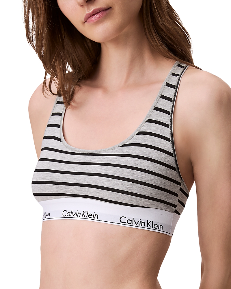 Calvin Klein Modern Cotton Bralette In Leader Stripe/grey Heather