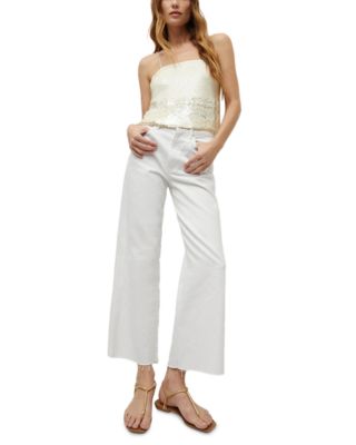 Taylor High Rise Cropped Wide Leg Jeans in White