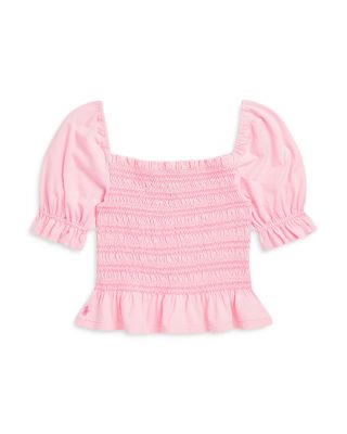 Ralph Lauren - Girls' Smocked Cotton Jersey Peplum Top - Big Kid