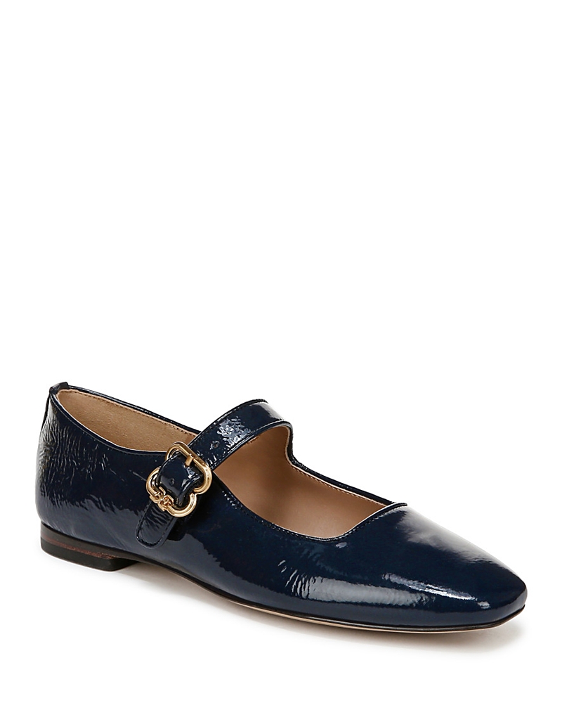 Sam Edelman Michaela Mary Jane Flat Midnight Blue Leather In Midnight Blue