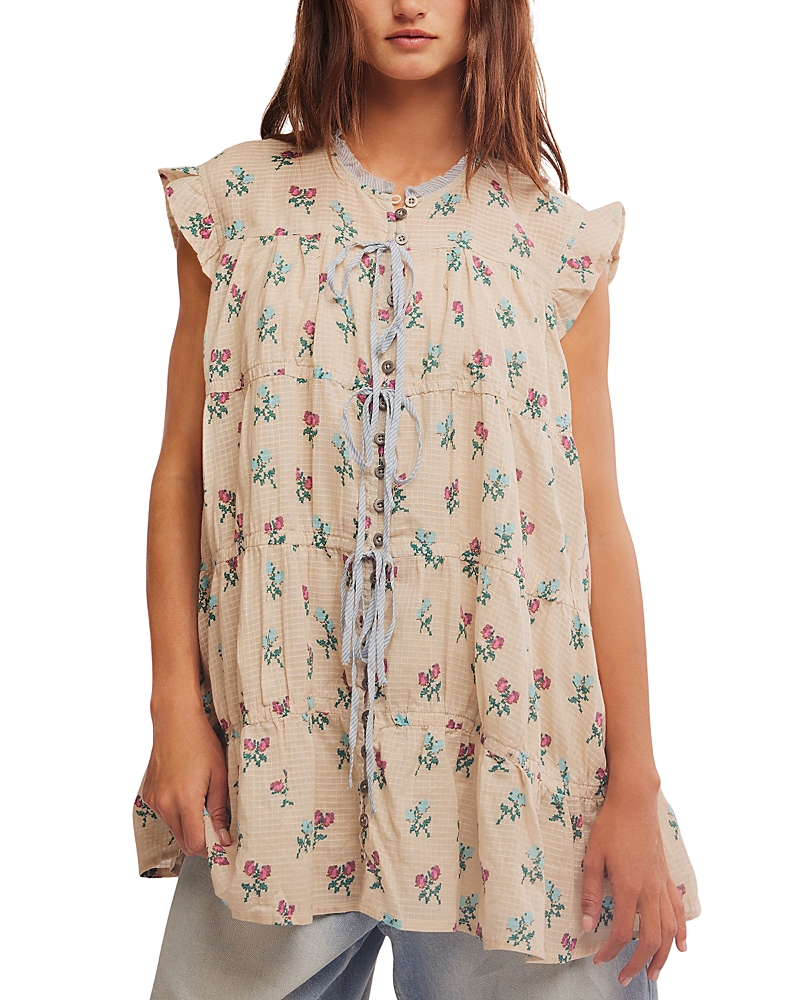 Free People Sundown Print Tunic Dress In Ivory Combo