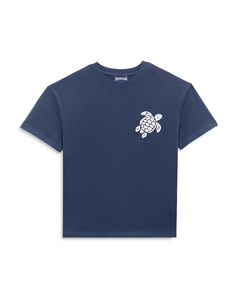 Vilebrequin Embroidered Turtle Short Sleeve Tee - Little Kid, Big Kid In Navy