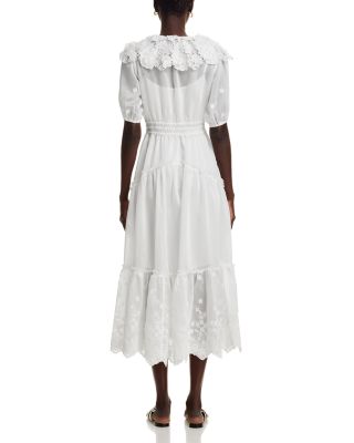 Embroidered Ruffle Short Sleeve Maxi Dress - Exclusive