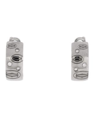 Pre-Owned Cartier - C de Cartier Happy Birthday Huggie Earrings 18K White Gold with Diamonds