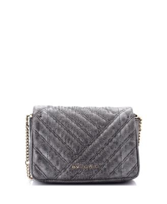 Small Serpenti Cabochon Shoulder Bag Diagonal Quilted Metallic Karung