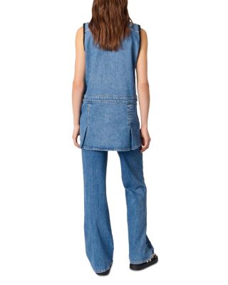 Denim Dress with Embroidered Trim