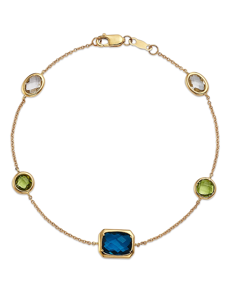 Bloomingdale's Fine Collection Mixed Cut Multi Gemstone Bracelet in 14K Yellow Gold
