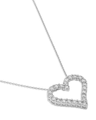 Diamond Heart Pendant Necklace in 14K White Gold, 1.8 tcw
