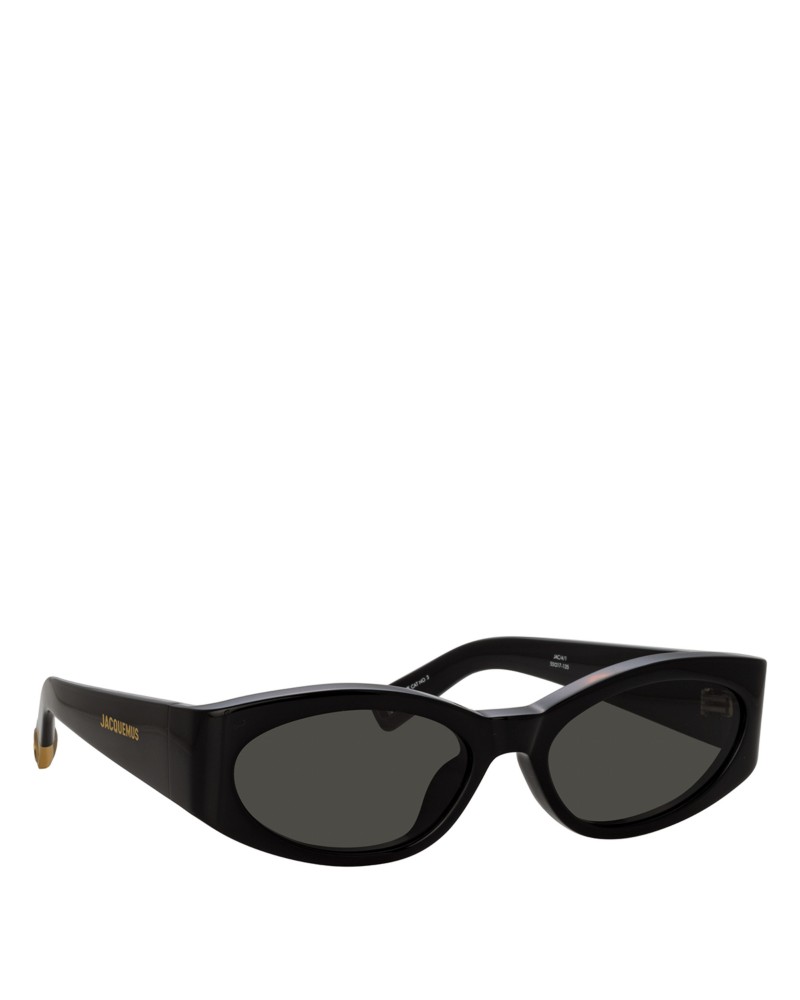 Jacquemus Ovalo Oval Sunglasses, 55mm in Black/Yellow