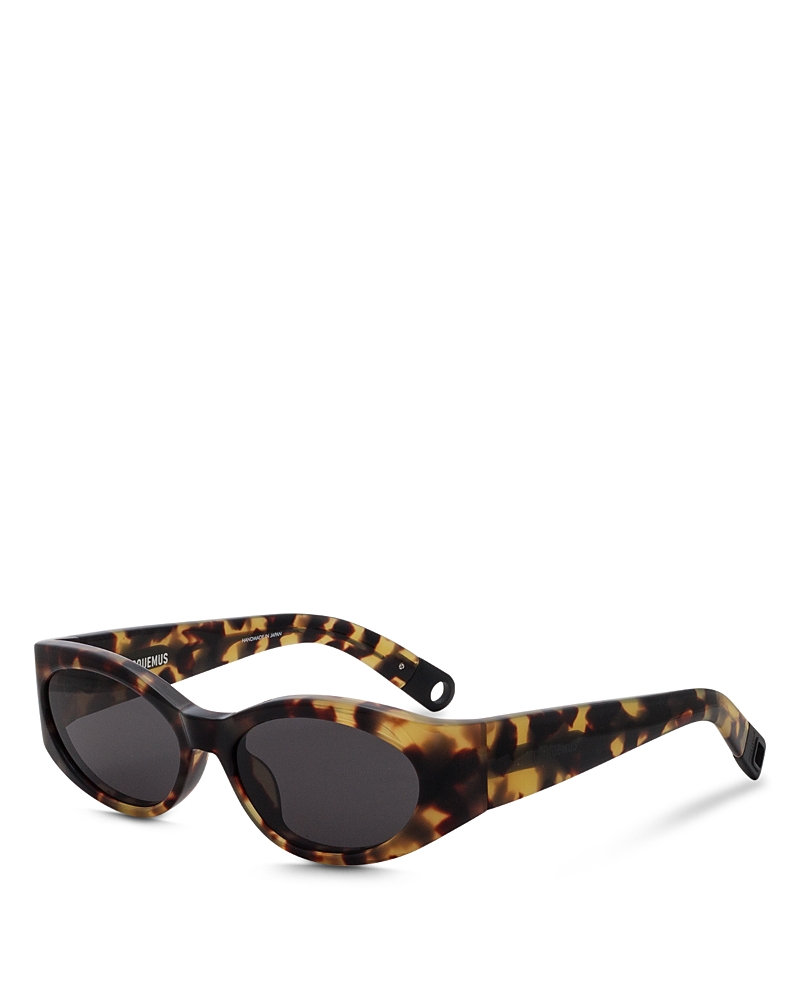 Jacquemus Ovalo Oval Sunglasses, 55mm In T Shell/matte Black/gray