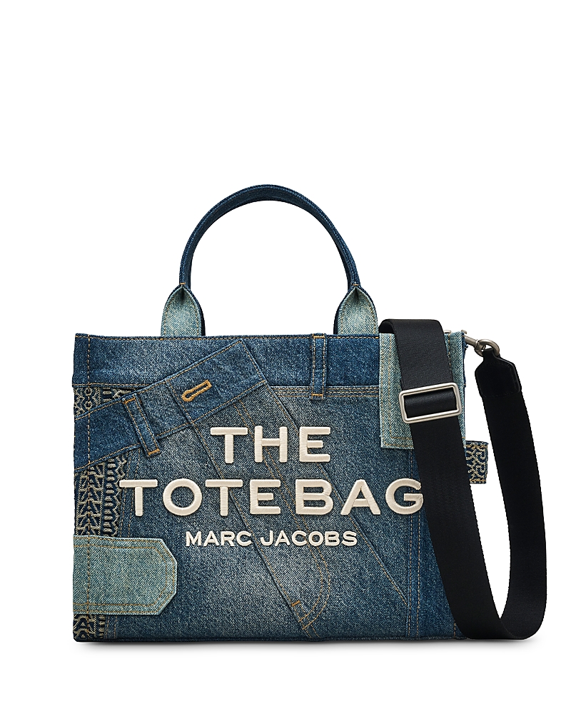 Marc Jacobs The Deconstructed Denim Medium Tote Bag In Indigo Multi