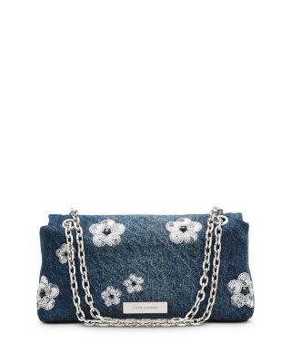 The Sequin Daisy Denim Dual Chain Wallet