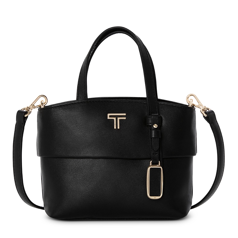 Tumi Voyageur Mia Leather Mini Tote In Black/light Gold