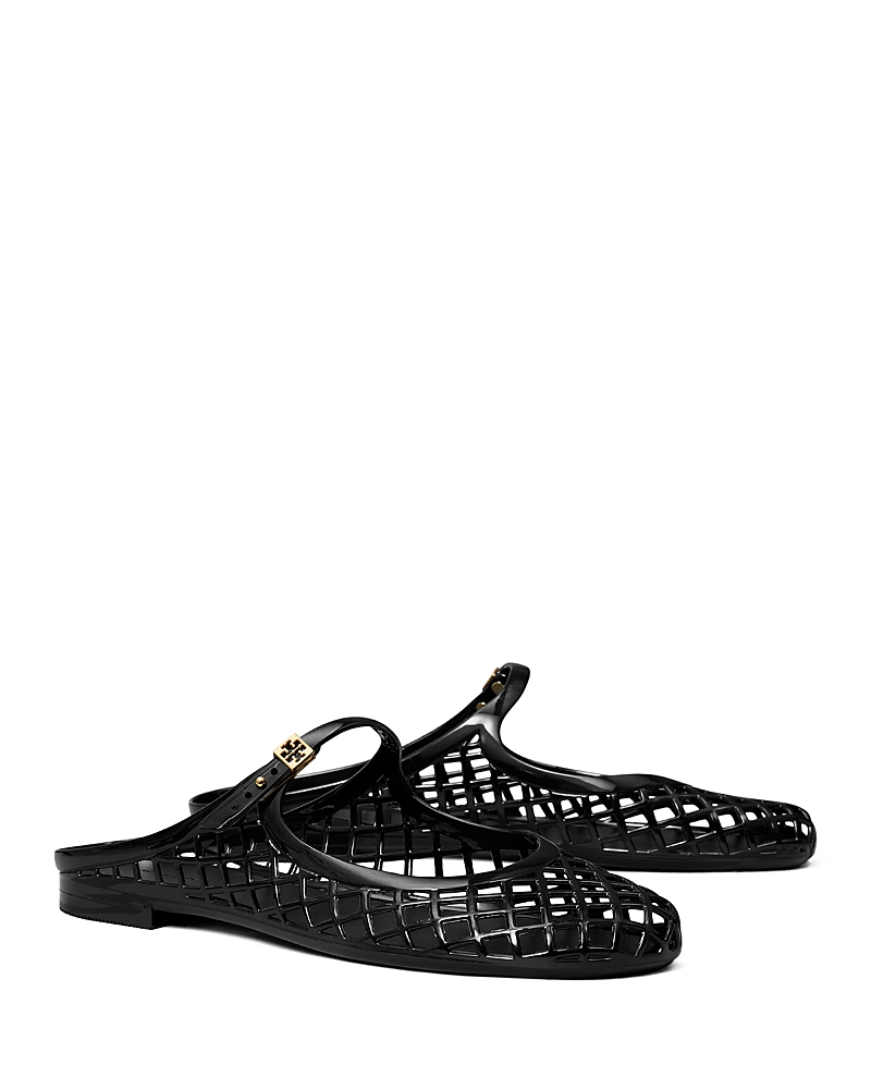 Tory Burch Mary Jane Jelly Mellow Mules In Prf Blk Gold