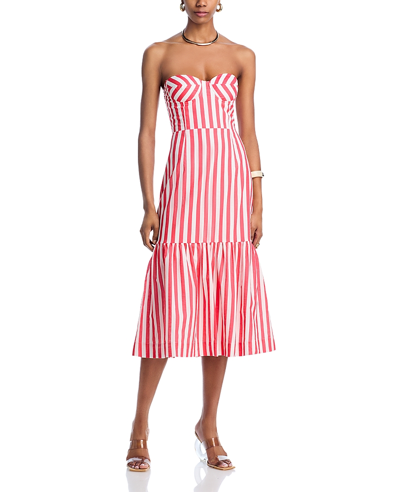 AQUA STRIPE BUSTIER MIDI DRESS - EXCLUSIVE