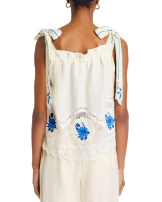 White Daisy Embroidery Blouse