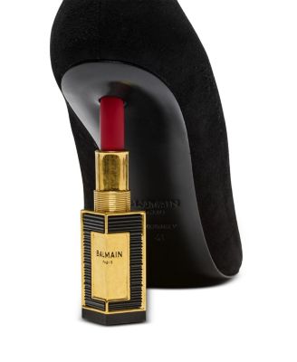 Women's Lipstick Pumps in Suede Leather and Brass