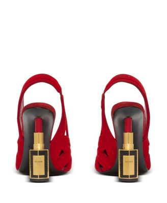 Women's Lipstick Pumps in Suede Leather and Brass
