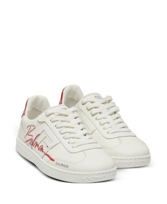 Balmain - Women's Leather Swan Lipstick Trainers