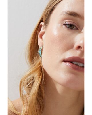 Blue Lagoon Ombr&eacute; Stone Hoop Earrings in 18K Gold Plated