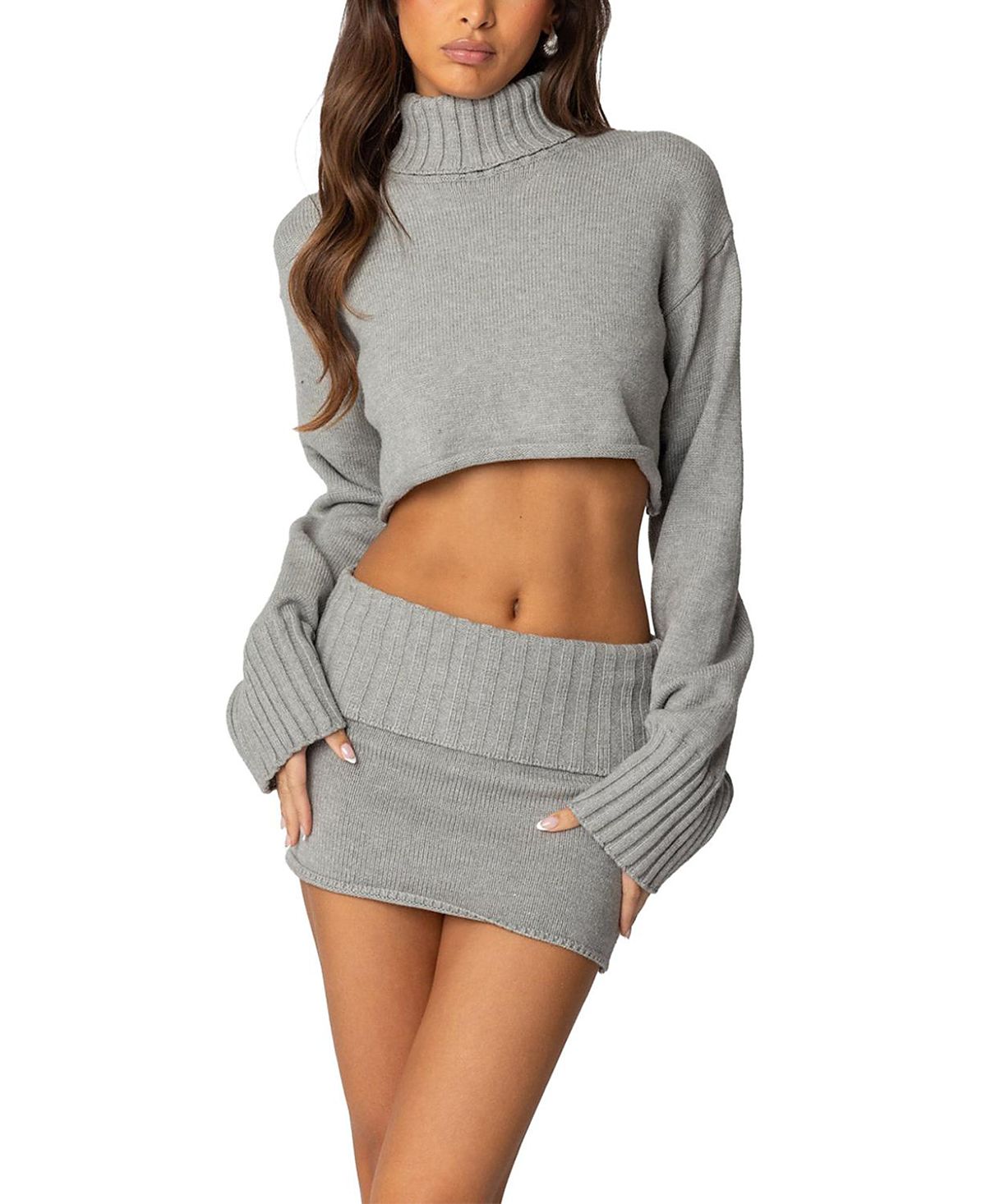 Edikted Gino Cropped Turtle Neck Sweater