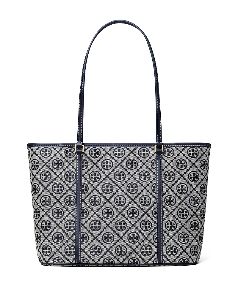 Tory Burch Small T Monogram Jacquard Tote In Tory Navy