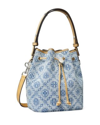 T Monogram Denim Small Bucket Bag