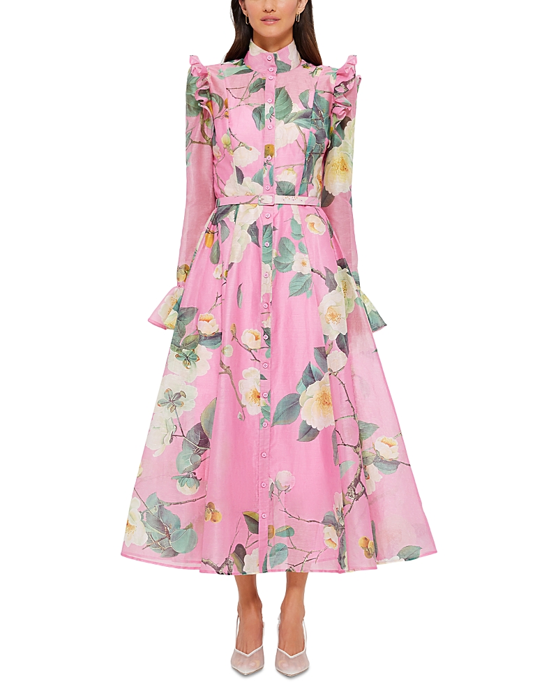 Shop Leo Lin Katrina Butterfly Sleeve Midi Dress In Camelia