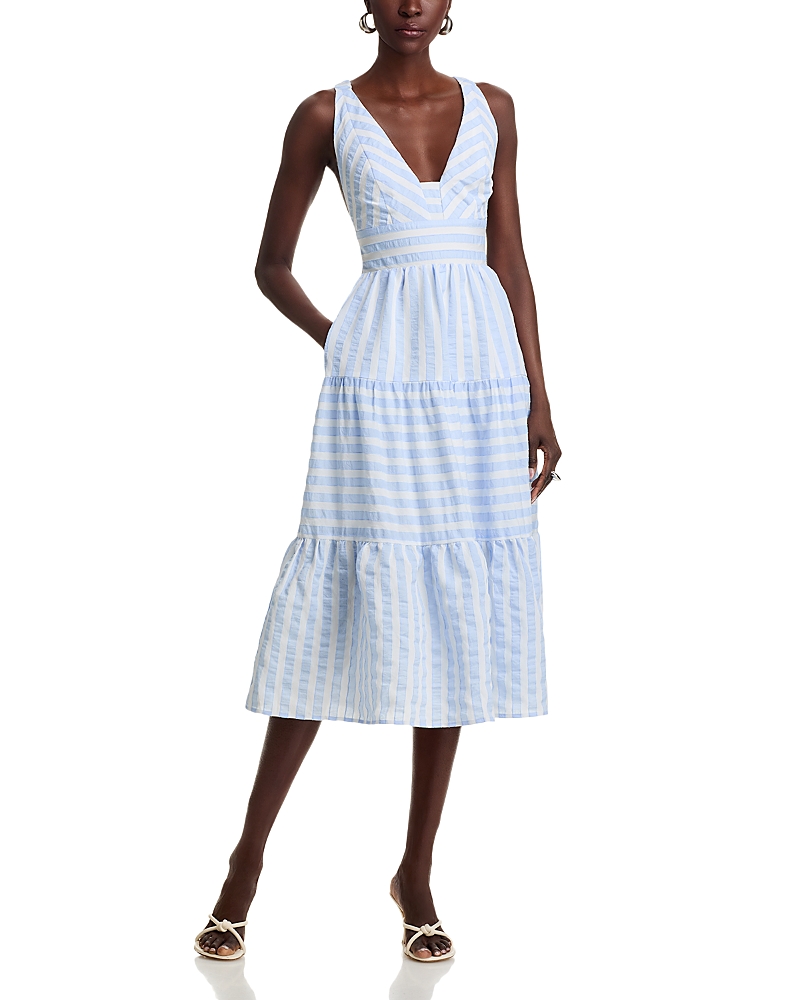 AQUA TEXTURED MIDI DRESS - EXCLUSIVE