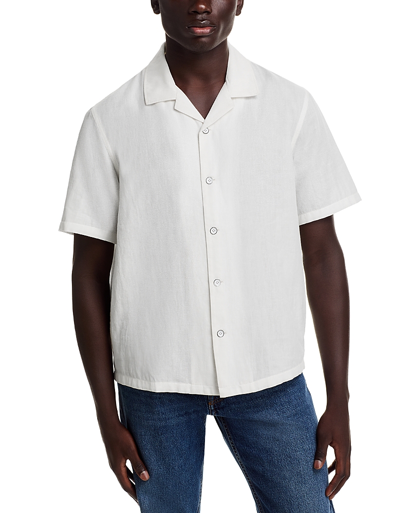 Rag & Bone Avery Camp-collar Honeycomb-knit Cotton-blend Terry Shirt In White