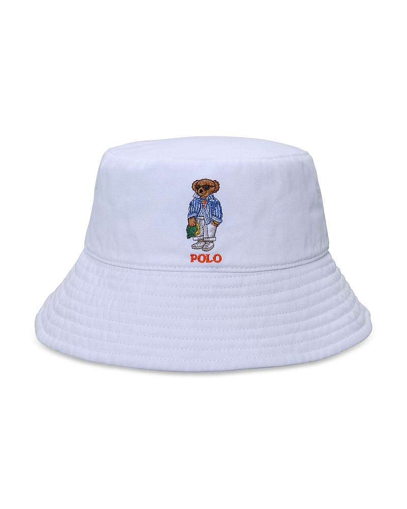 Shop Polo Ralph Lauren Spring Bear Bucket Hat In Paper White