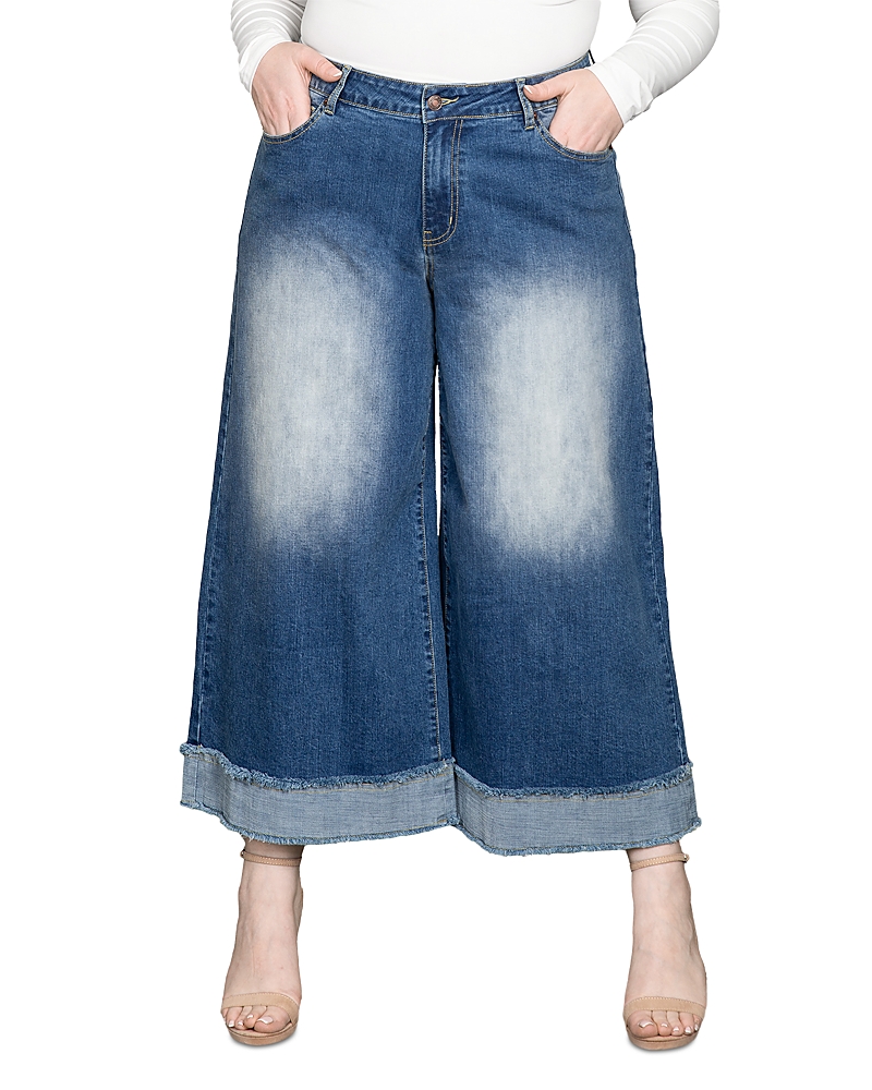 Standards & Practices Cropped Wide Leg Jeans In Two Tone In Two Tone