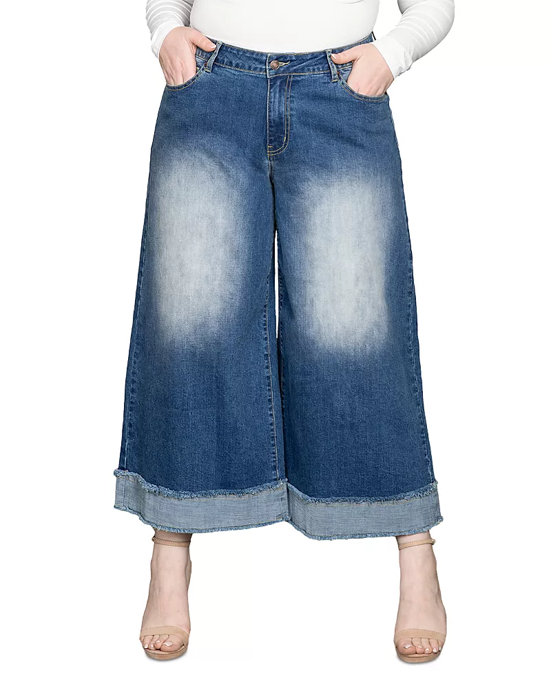 standards & practices Cropped Wide Leg Jeans in Two Tone