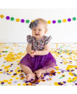 Girls' Mardi Gras Short Sleeve Tutu Bodysuit - Baby