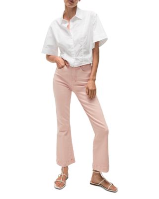 Carson High Rise Ankle Flare Jeans in Stoned Pink Shell